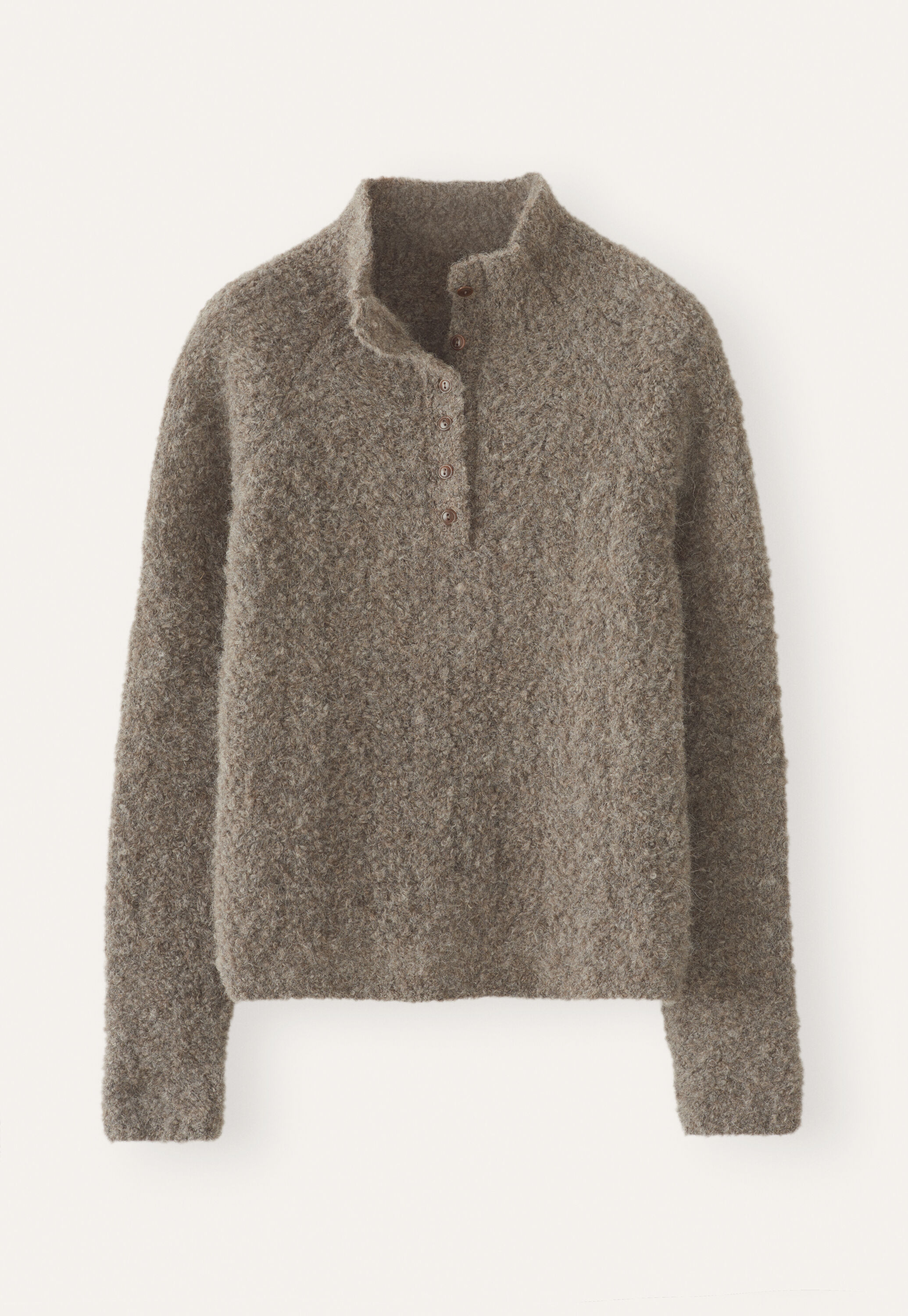 Pullover mit gekn&ouml;pftem Kragen, Dunkles Taupe, large