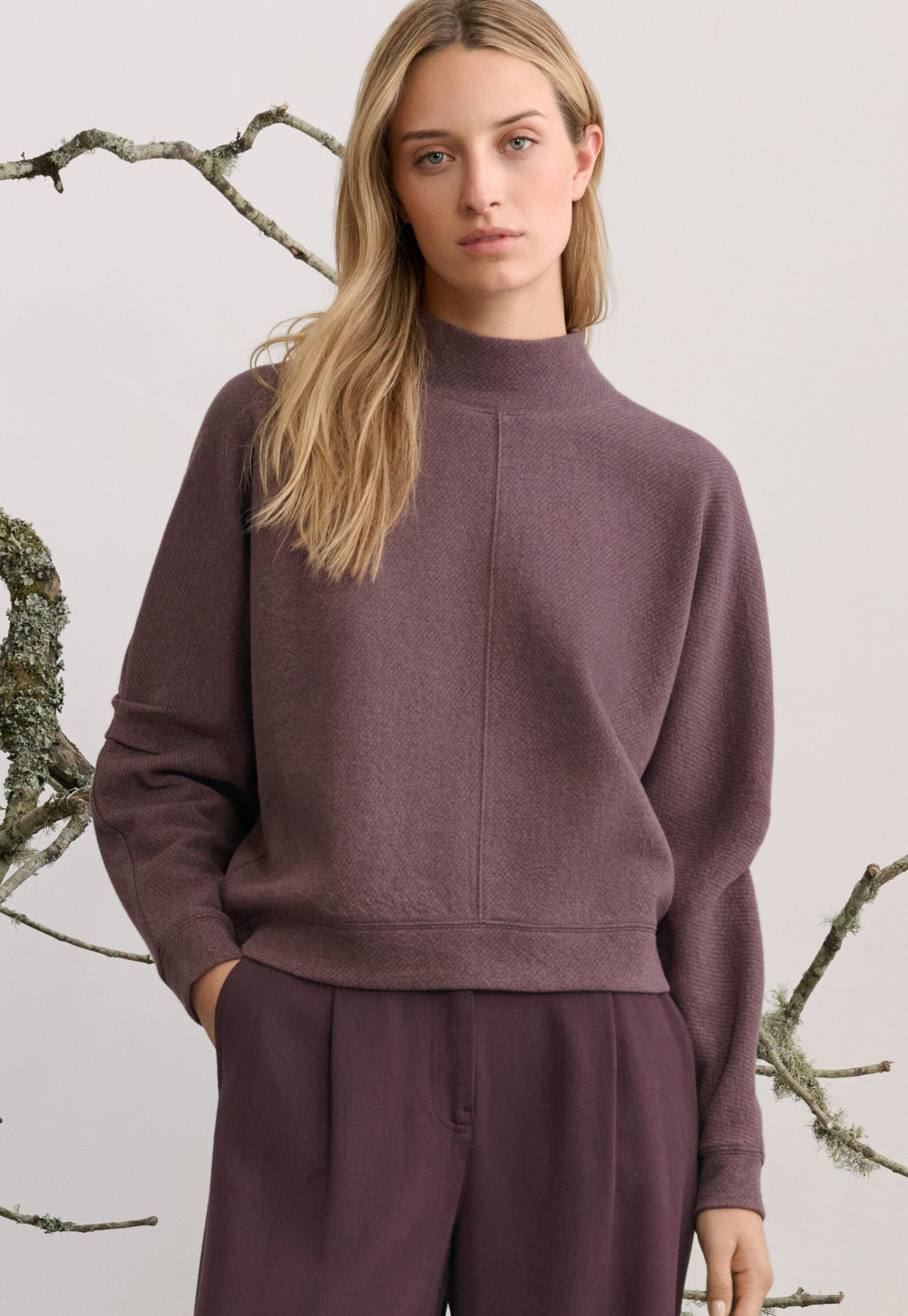 Sweatshirt mit Falten&auml;rmeln, Violet, large