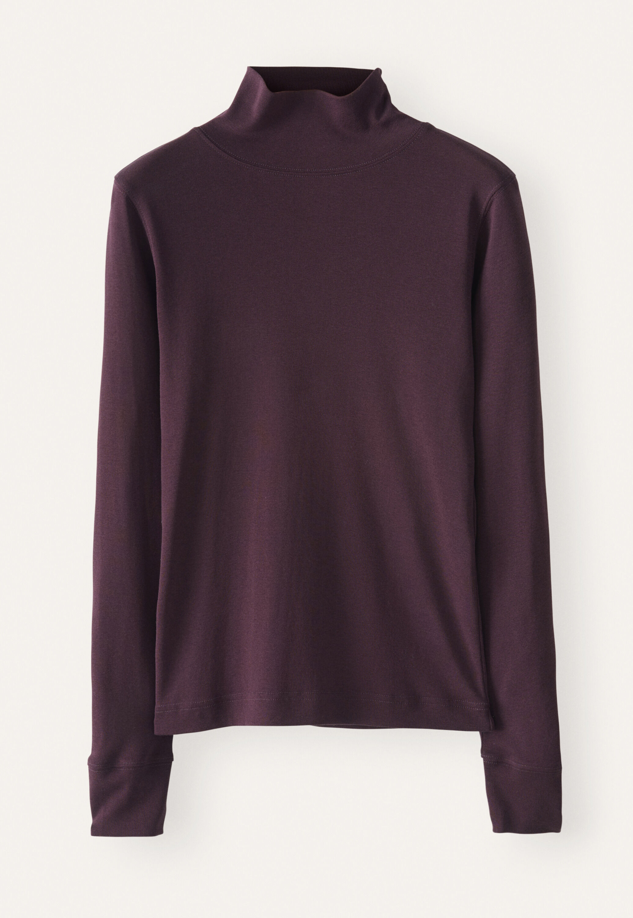 Jersey-Oberteil mit Stehkragen, Brombeere, large