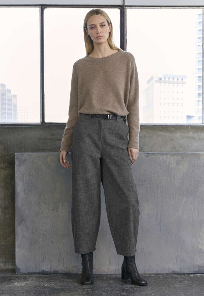 Barrel-Leg-Hose, Grau/Schwarz, completeTheLook