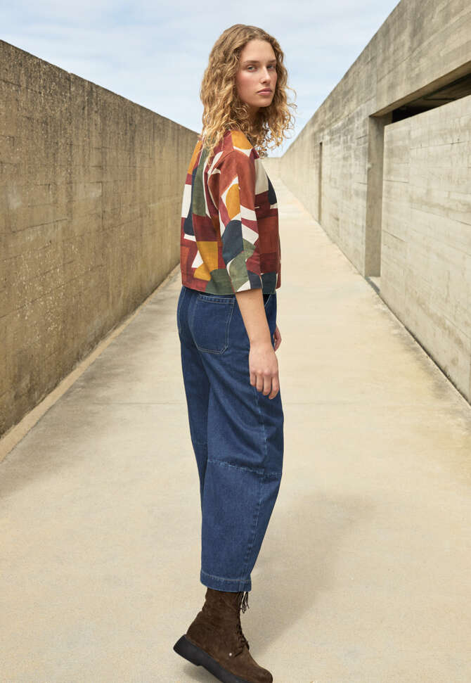 Bedrucktes Jersey-Oberteil, Gebranntes Orange, completeTheLook
