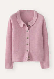 Cardigan mit Kragen, Blasses Himbeerrot, webstill