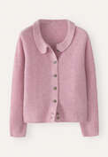 Cardigan mit Kragen, Blasses Himbeerrot, webstill