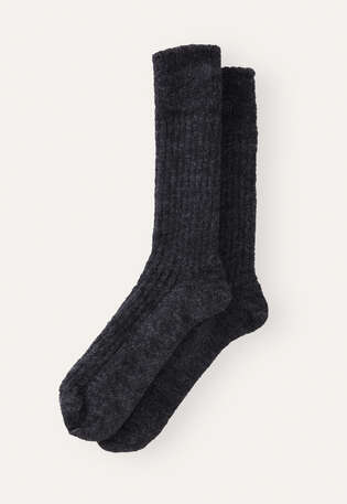 Gerippte Socken, Kohlschwarz, webstill