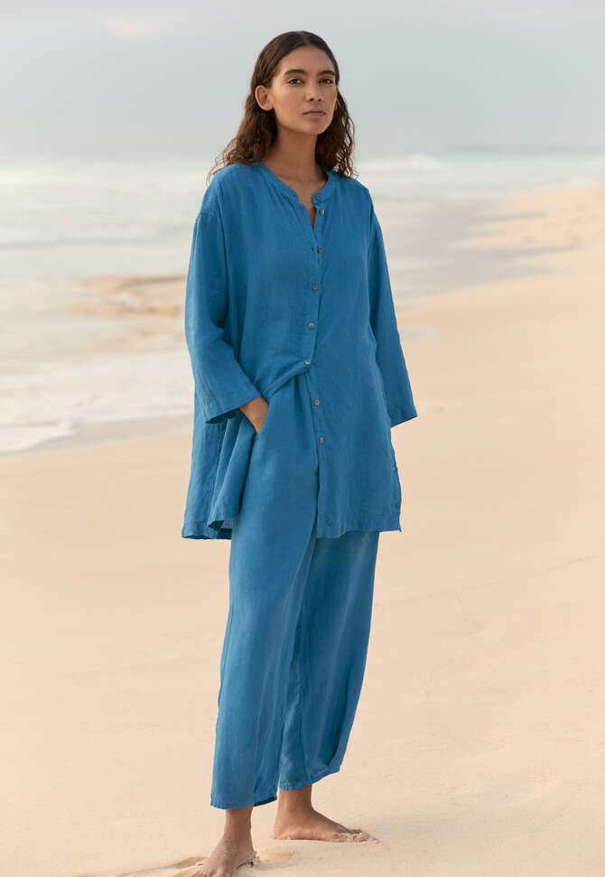 Bluse mit gekn&ouml;pften Seiten, Tiefes Marineblau, completeTheLook