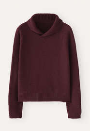 Perlmuster-Pullover mit Kragen, Burgunder, webstill