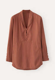 Bluse mit Schalkragen, Dunkles Koralle, webstill