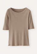 Geripptes Jersey-Oberteil, Taupe, webstill
