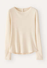 Lang&auml;rmeliges Ripp-Top, Creme, webstill
