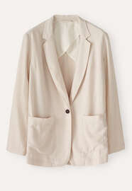 Blazer mit aufgesetzten Taschen, Blasses Naturbeige, webstill