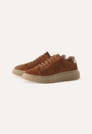 Sneaker mit klobiger Sohle, Dunkles Lohbraun, webstill