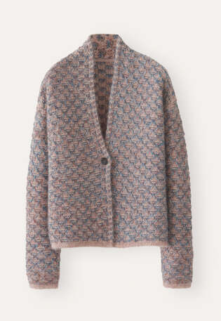 Wabenmuster-Cardigan, Ros&eacute;/Aquamarin, webstill