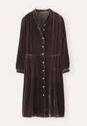Kleid mit Taillenfalten, Schokolade, webstill