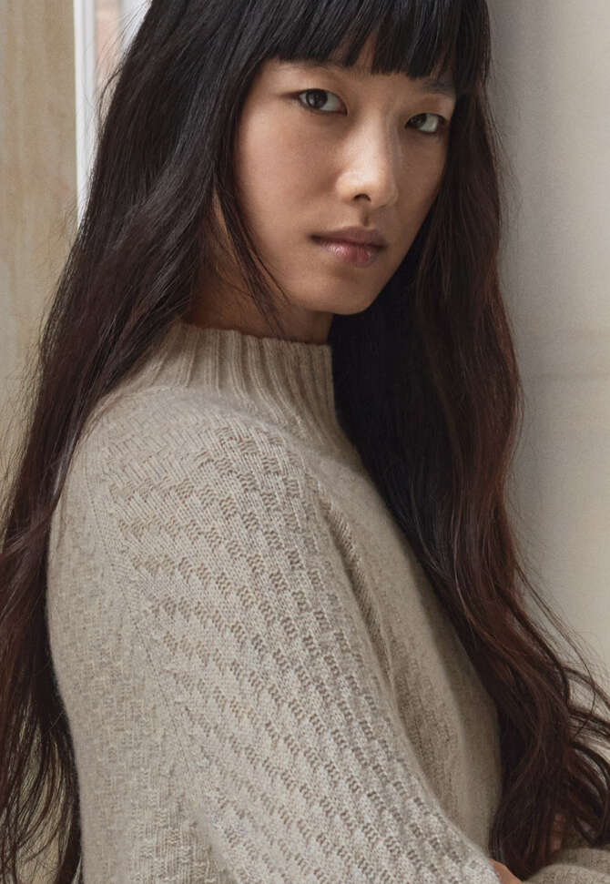 Pullover mit Trichterkragen, Kiesel, completeTheLook
