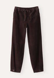Schmal zulaufende Hose, Dunkle Schokolade, webstill