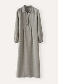 Kleid mit Latzeinsatz, Dunkles Lorbeer, webstill