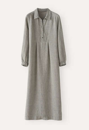 Kleid mit Latzeinsatz, Dunkles Lorbeer, webstill