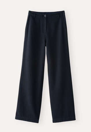 Hose mit geradem Bein, Blauschwarz, webstill