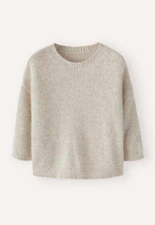 Kurz&auml;rmeliger Pullover, Naturstein, webstill