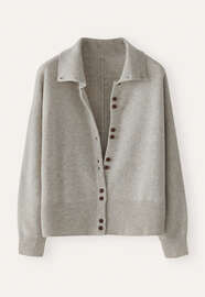 Cardigan mit Trichterkragen, Kiesel, webstill