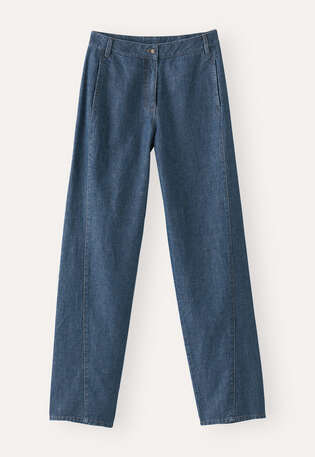 Indigo-gef&auml;rbte Hose, Dunkles Denimblau, webstill