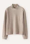 Sweatshirt mit &uuml;berkreuztem Kragen, Blasses Rehbraun, webstill
