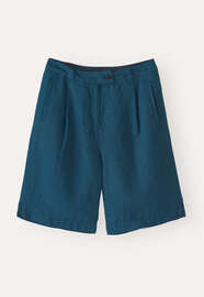 Bundfalten-Shorts, Tintenpetrol, webstill