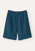 Bundfalten-Shorts, Tintenpetrol, webstill