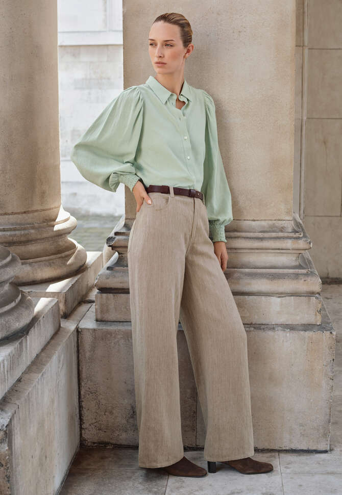 Weite Hose mit geradem Bein, Nerz, completeTheLook