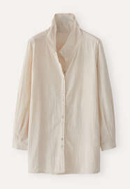 Hemd mit Trichterkragen, Blasses Naturbeige, webstill