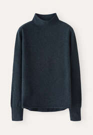 Pullover mit hohem Kragen, Petrol-Schiefer, webstill