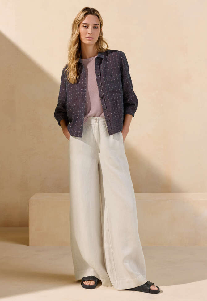 Bluse mit eingewebtem Kreuzmuster, Dunkle Pflaume, completeTheLook