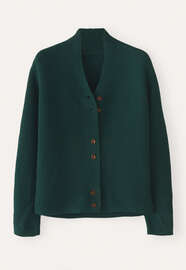 Cardigan mit Knopfleiste, Flaschengr&uuml;n, webstill