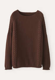 Pullover mit Zopfmuster, Bitterschokolade, webstill