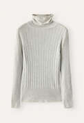 Gerippter Pullover, Ecrugrau, webstill