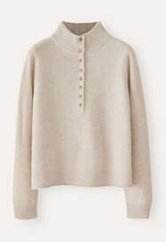 Pullover mit Kn&ouml;pfen, Ecru/Rehbraun, webstill