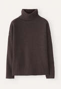 Rollkragenpullover, Maronenbraun, webstill