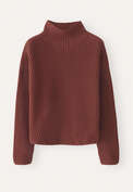 Pullover mit Trichterkragen, Pflaume, webstill