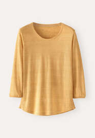 Top mit Rundhalsausschnitt, Gold, webstill