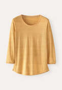 Top mit Rundhalsausschnitt, Gold, webstill