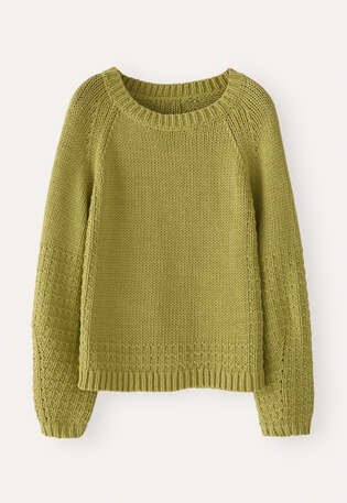 Pullover mit eingestricktem Muster, Weizengr&uuml;n, webstill