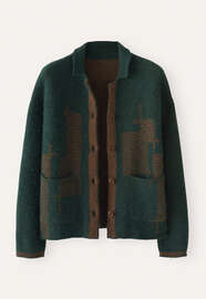 Jacquard-Jacke, Waldgr&uuml;n/Lohbraun, webstill