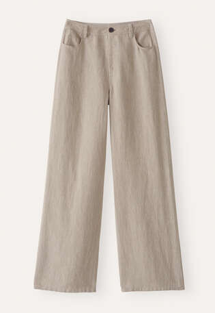 Weite Hose mit geradem Bein, Nerz, webstill