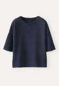 Kurz&auml;rmliger Pullover, Blau/Schwarz, webstill