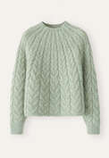 Zopfmusterpullover, Blasser Thymian, webstill