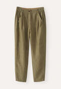 K&uuml;rzere, schmal zulaufende Hose, Dunkles Oliv, webstill