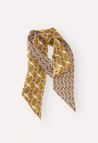 Bedruckter schmaler Schal, Lavendel/Gold, webstill