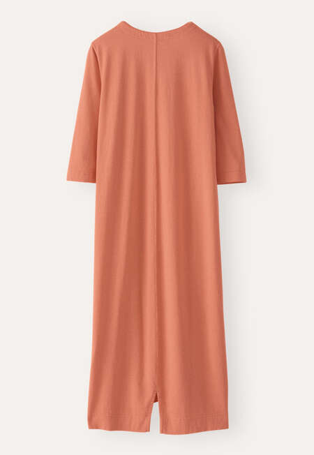 Kleid mit V-Ausschnitt, Pfirsichkoralle, completeTheLook