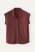 Fl&uuml;gel&auml;rmel-Bluse aus Jersey, Pflaumenrot, webstill