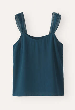 Camisole mit Chiffontr&auml;gern, Dunkles Aquamarin, webstill